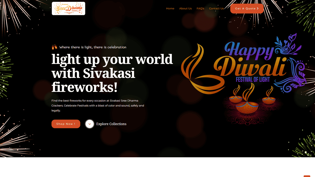 Sivakasi Sree Dharma Crackers brings generations of firework expertise from India’s firecracker capital.